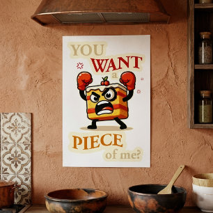 Poster Tranches de gâteau en colère drôle prêtes à se bat