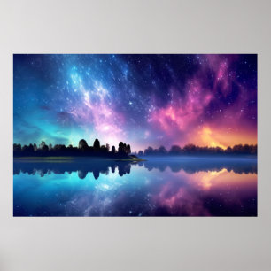 Poster Tranquil Lake Nature Monde Paysage fantastique Art
