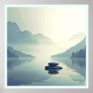 Poster Tranquil Mountain Lake Serenity
