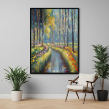 Tranquil River Path Impressionniste Paysage Art