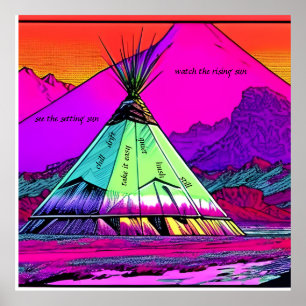 Poster TRANQUIL TEPEE - calme hush encore. Texte modifiab