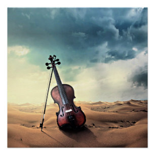 Poster Tranquillité du désert de violon,