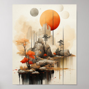Poster Tranquillité zen : Sérénité montagneuse