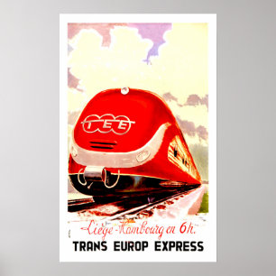 Poster Trans Europ Express, train rapide, voyage vintage