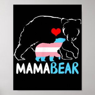 Poster Trans Mama Bear Proud Maman Rainbow