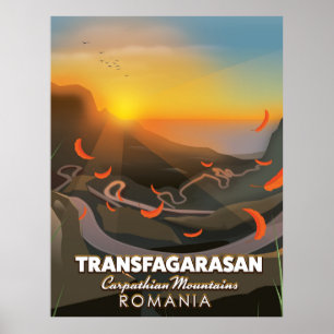 Poster Transfagarasan, Carpates, Route de la Roumanie