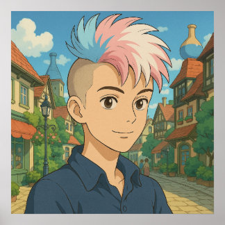Poster Transgender with Mohawk Anime Person | LGBTQIA+