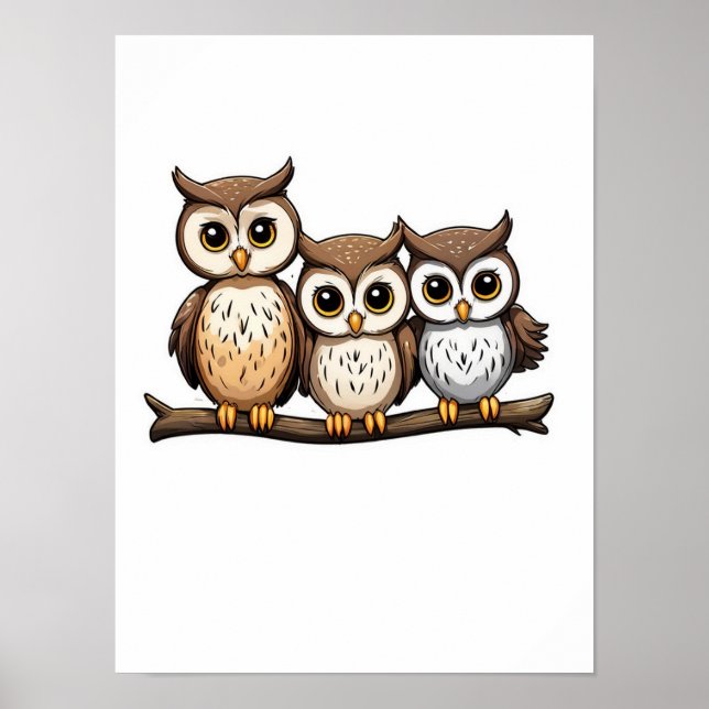 Poster Transparent Png Three Cute Little Owl Télécharger (Devant)