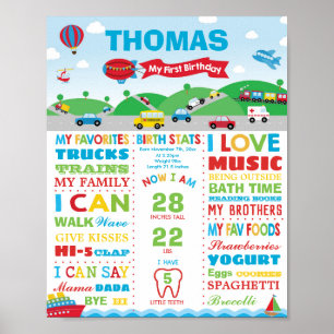 Poster Transport 1er anniversaire Jalon statistiques de n