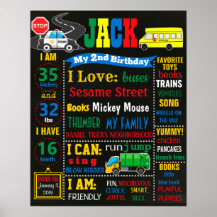 Poster Transport Voitures et Camion Anniversaire