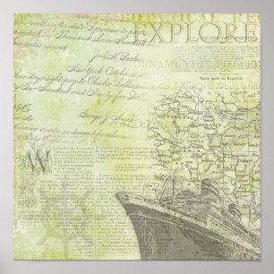 Poster Transporteur de croisière vintage.