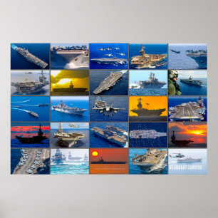 POSTER TRANSPORTEURS D'AÉRONEFS AMÉRICAINS "MONTAGE"