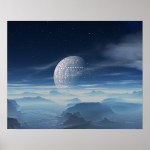 Poster Tranus Alien Planet avec art numérique satellite