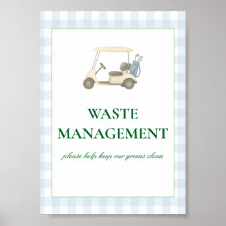Poster Trash Can Sign Golf Thème