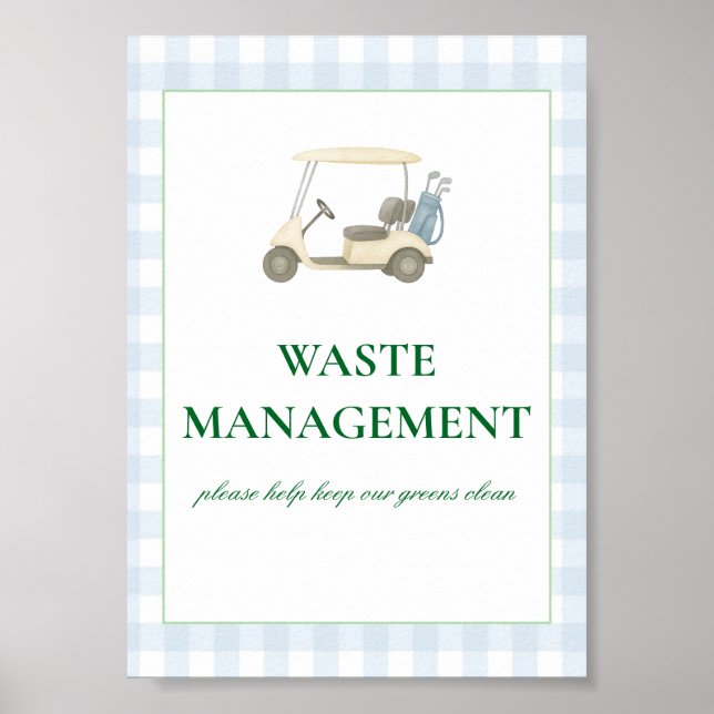 Poster Trash Can Sign Golf Thème (Devant)