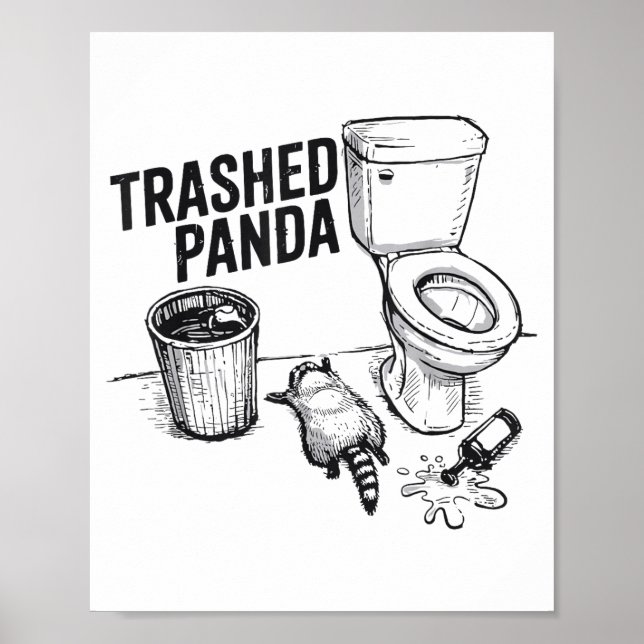 Poster Trashed Panda Funny Drunk Racoon  (Devant)