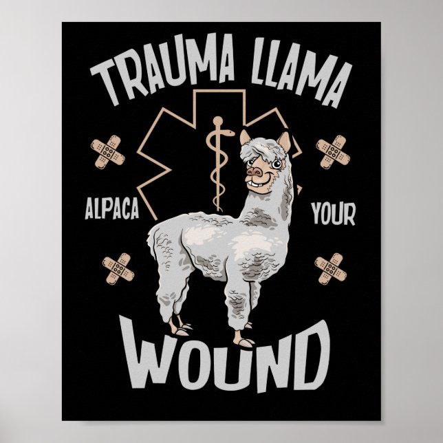 Poster Trauma Llama EMT Design Medic EMS Alpaca (Devant)