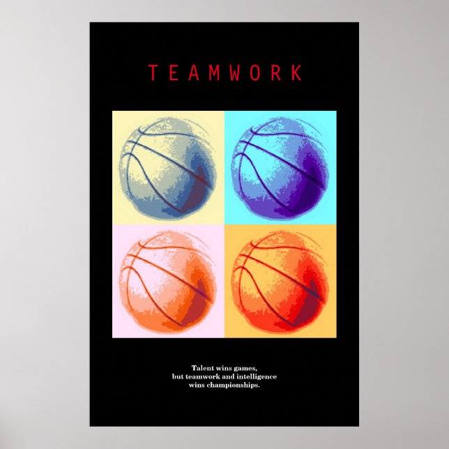 Poster Travail d'équipe Basketball Motivation Sport Pop A (Devant)