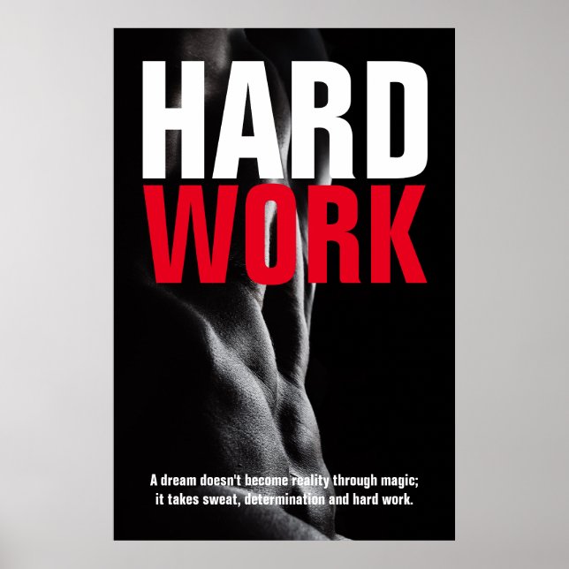 Poster Travail dur Bodybuilding Fitness Motivation (Devant)