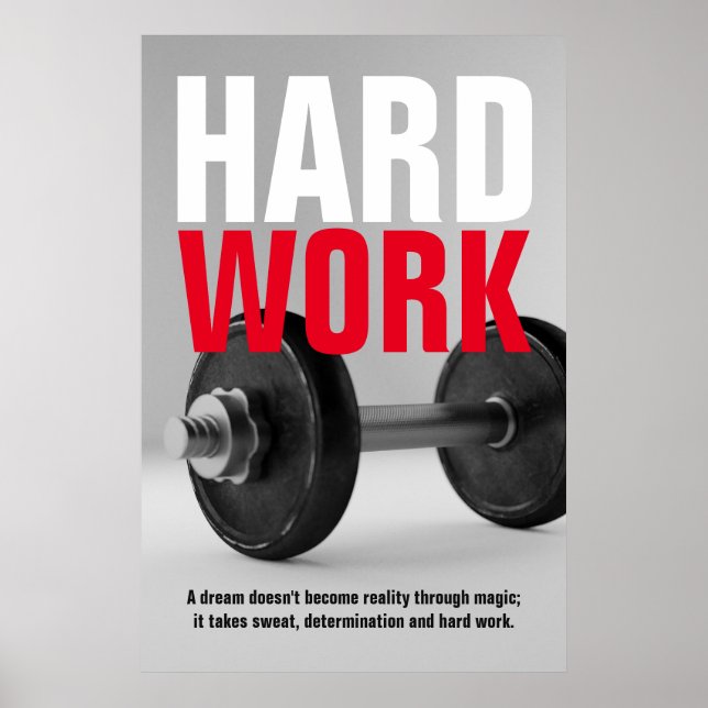 Poster Travail dur Bodybuilding Fitness Motivation (Devant)