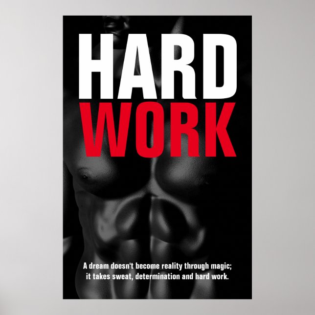 Poster Travail dur Bodybuilding Fitness Motivation (Devant)