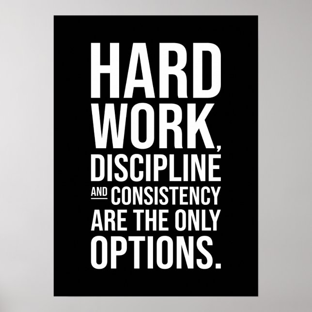 Poster Travail dur et discipline - Gym, Hustle, Succès (Devant)