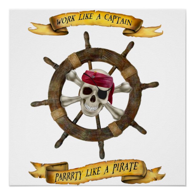 Poster Travailler comme une fête de capitaine comme un pi (Devant)