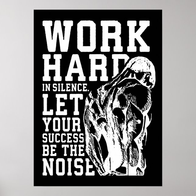 Poster Travailler Dur En Silence - Salle De Sport, Entraî (Devant)