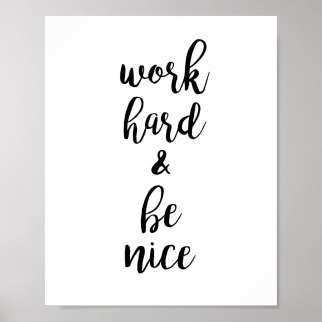 Poster Travailler dur et être belle Typographie Citation  (Devant)