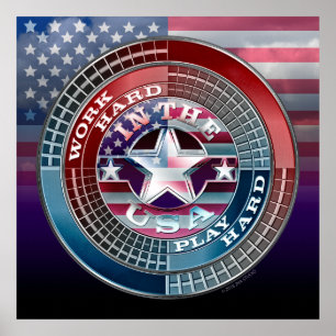 Poster Travailler dur jouer dur dans l'affiche des États-