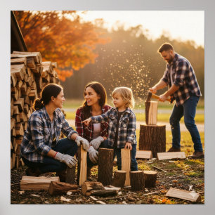 Poster Travailler ensemble pour empiler le bois