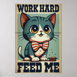 Poster Travailler vieux chat Vintage