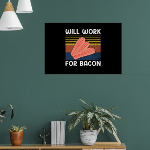 Poster Travaillera pour Bacon Vintage Style Porc Viande d