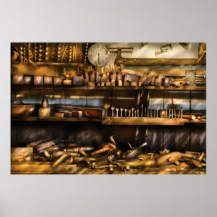 Poster Travailleur du bois - avions et foreuses