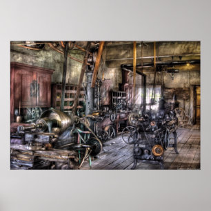 Poster Travailleur en métal - Ceintures et poulies