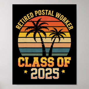 Poster Travailleur Postal Retraité Vintage Classe De 2025