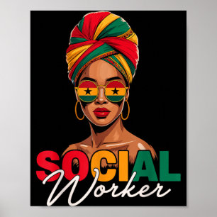 Poster Travailleur social femme afro Mois de l'histoire d
