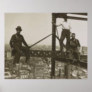 Poster Travailleurs de fer Vintage bâtiment de New York 
