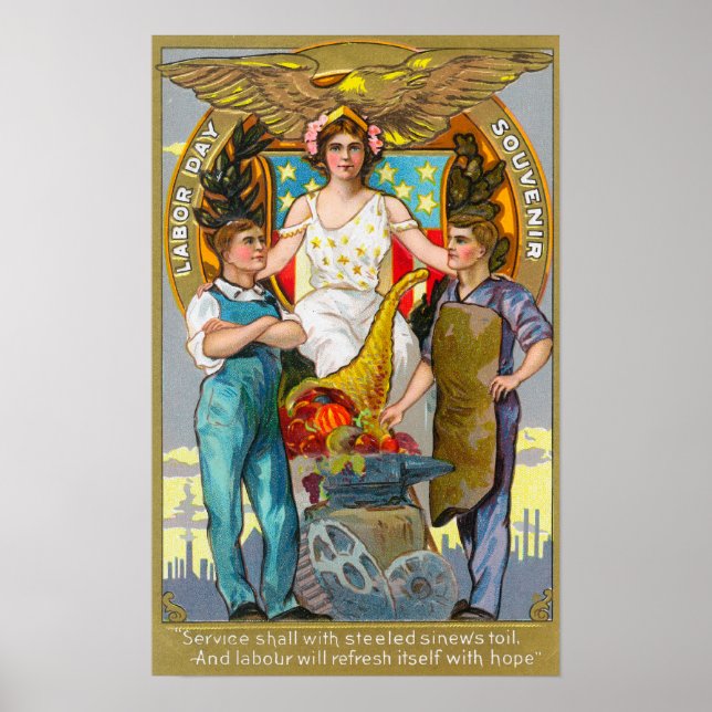 Poster Travailleurs de souvenirs de la fête du travail av (Devant)