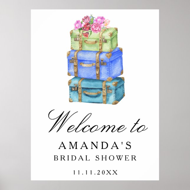 Poster Travel bridal shower welcome sign (Devant)