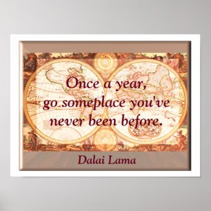 Poster Travel quote - Dalai Lama - art print
