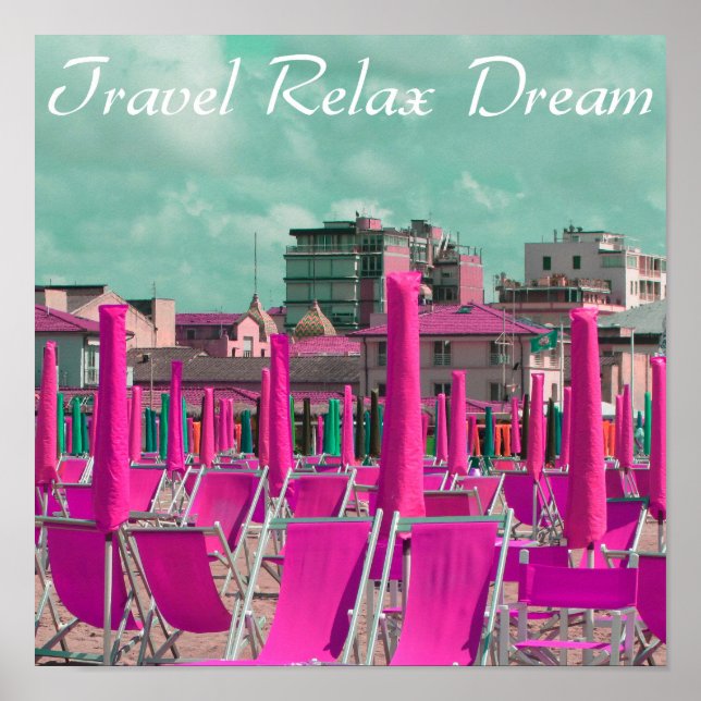 Poster Travel Relax Dream Chaises De Plage (Devant)