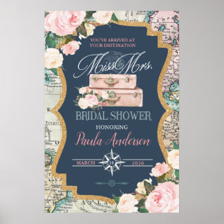 Poster Traveling from MISS TO MRS. Bridal Shower Welcome 