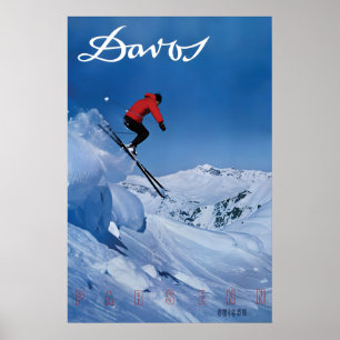 Poster Travelling Switzerland Davos Ski jumping