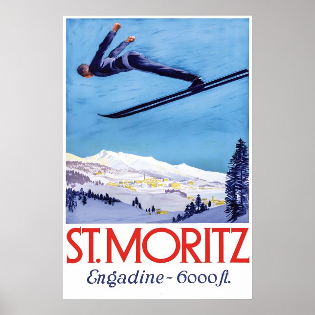 Poster Travelling Switzerland St Moritz Ski (Front)