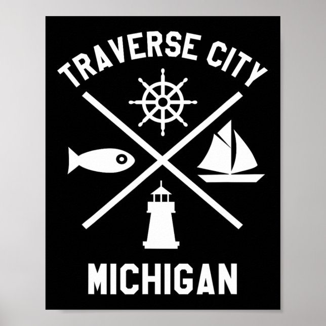 Poster Traverse City Nord du Michigan La voilière à voile (Devant)