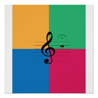 Poster Treble clef, fermata, music, jazz