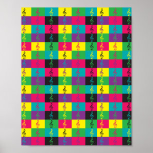 Poster Treble Clef Musique colorée