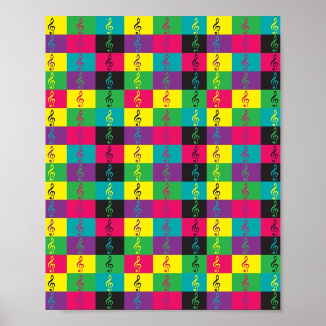 Poster Treble Clef Musique colorée (Devant)