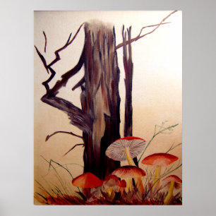 Poster Tree and Mushrooms Print